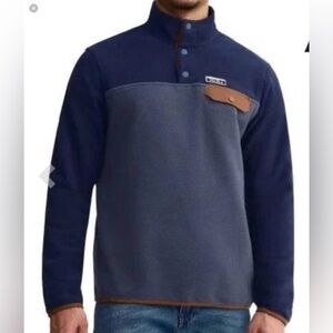 Men's Two-Tone Navy & Slate Fleece Pullover - Outdoor Casual M comfortable 1179